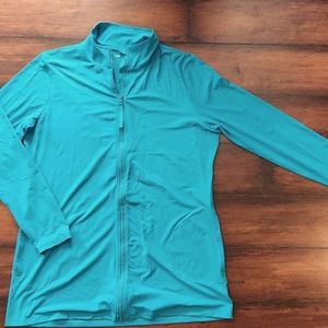 Lands End Ladies' Full Zip Swim Cover Up Tunic Rashguard